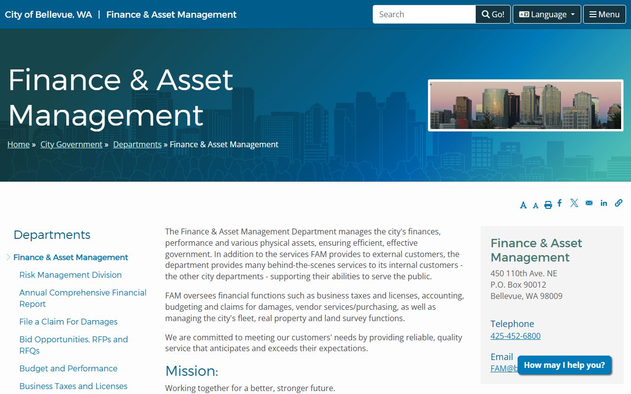 Bellevue unclaimed money at the finance department