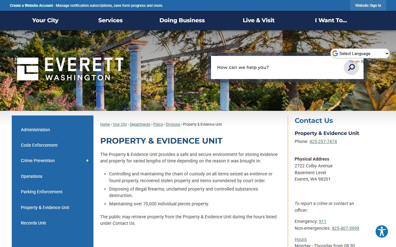 Everett unclaimed money property evidence