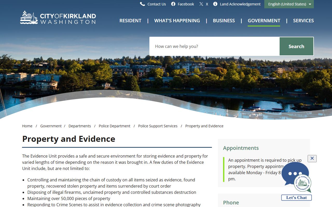 Kirkland unclaimed money police property and evidence
