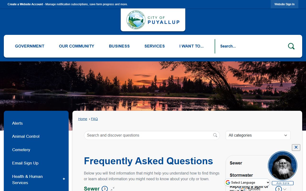 Puyallup FAQ page for unclaimed money research