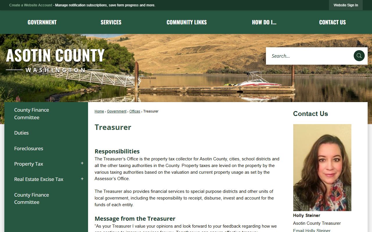 Asotin County unclaimed money treasurer