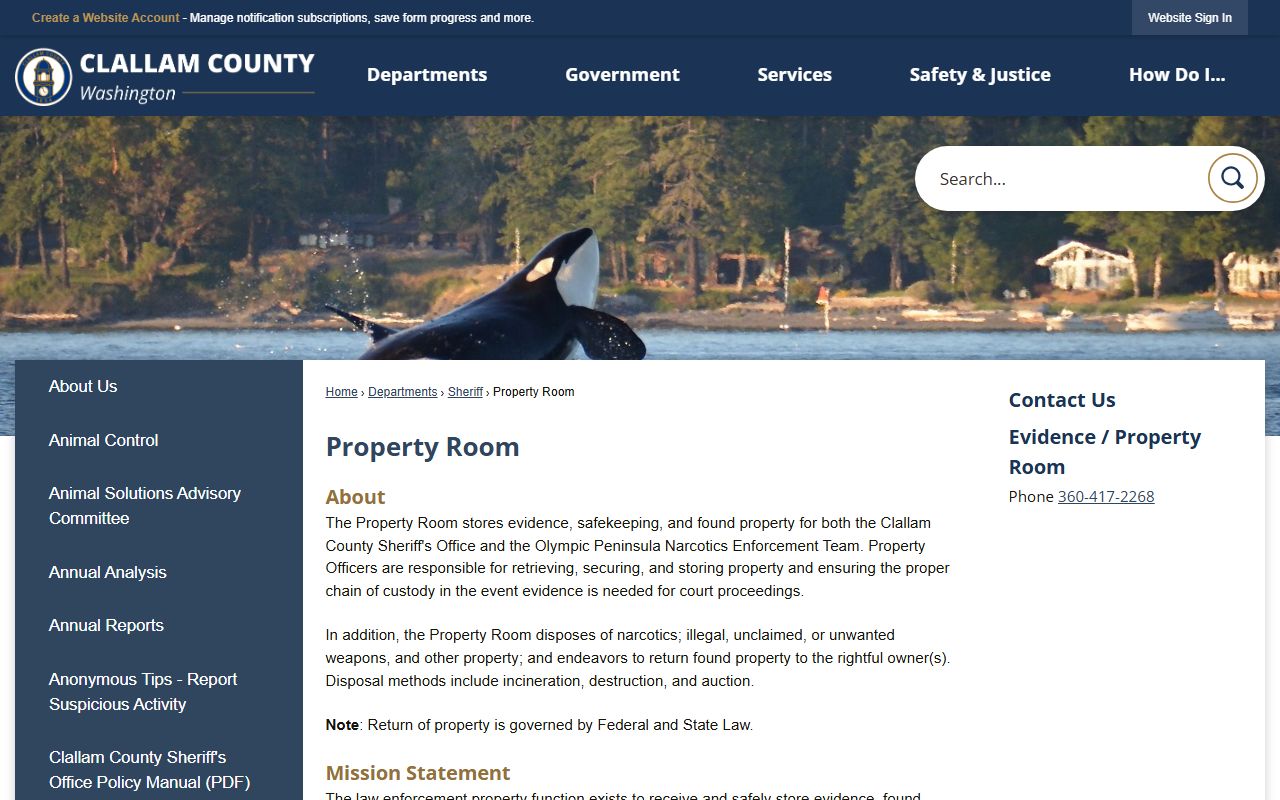 Clallam County unclaimed money at the property room