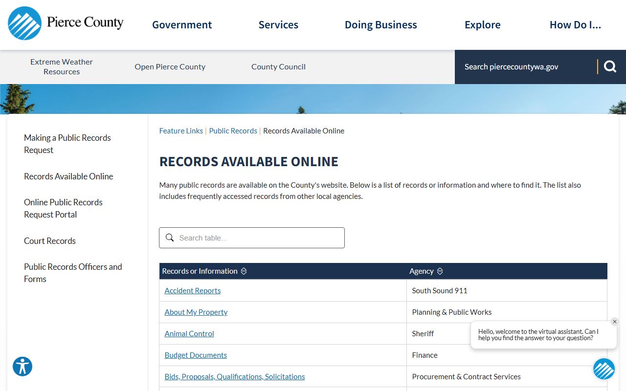 Pierce County unclaimed money records