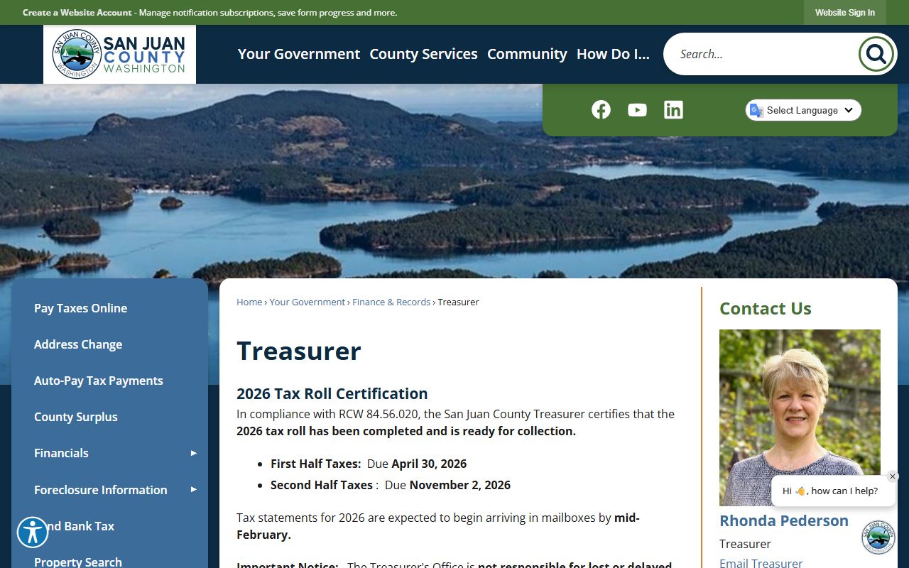 San Juan County unclaimed money on the county treasurer page