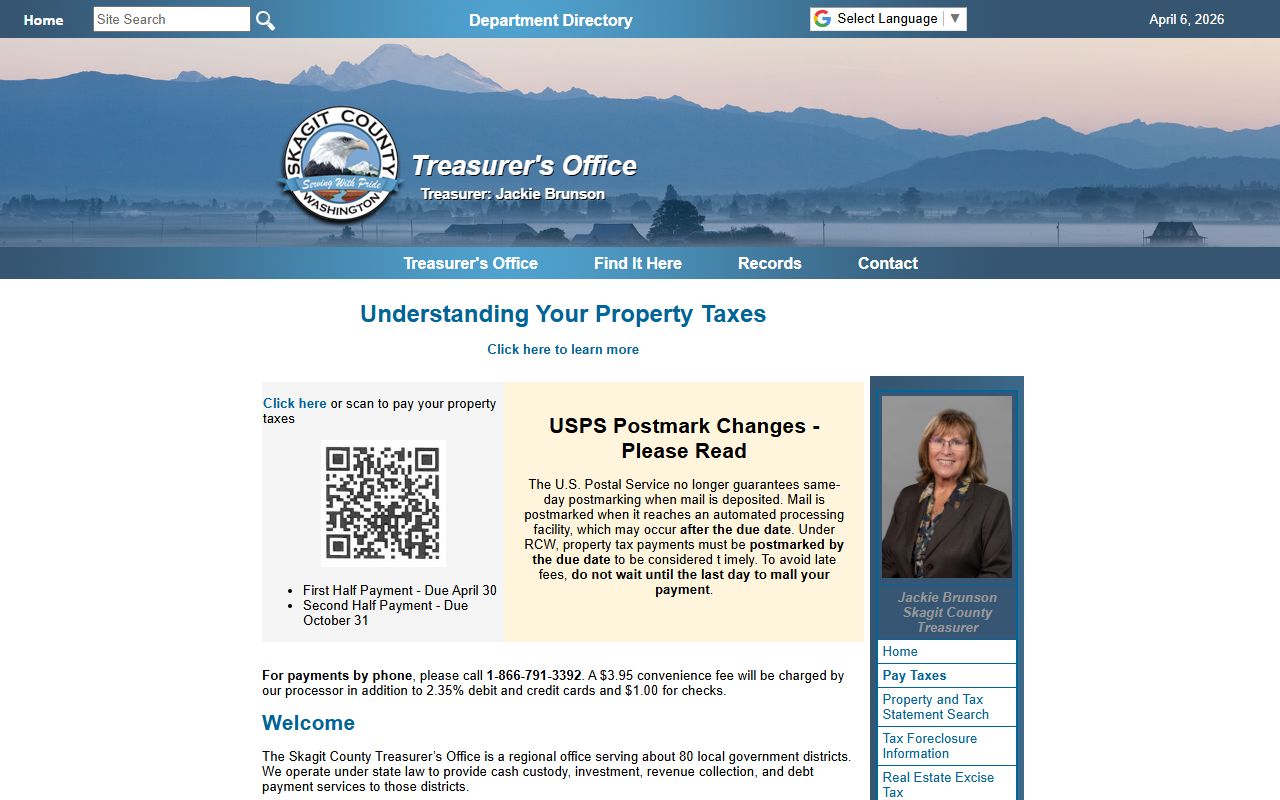 Skagit County unclaimed money on the county treasurer page