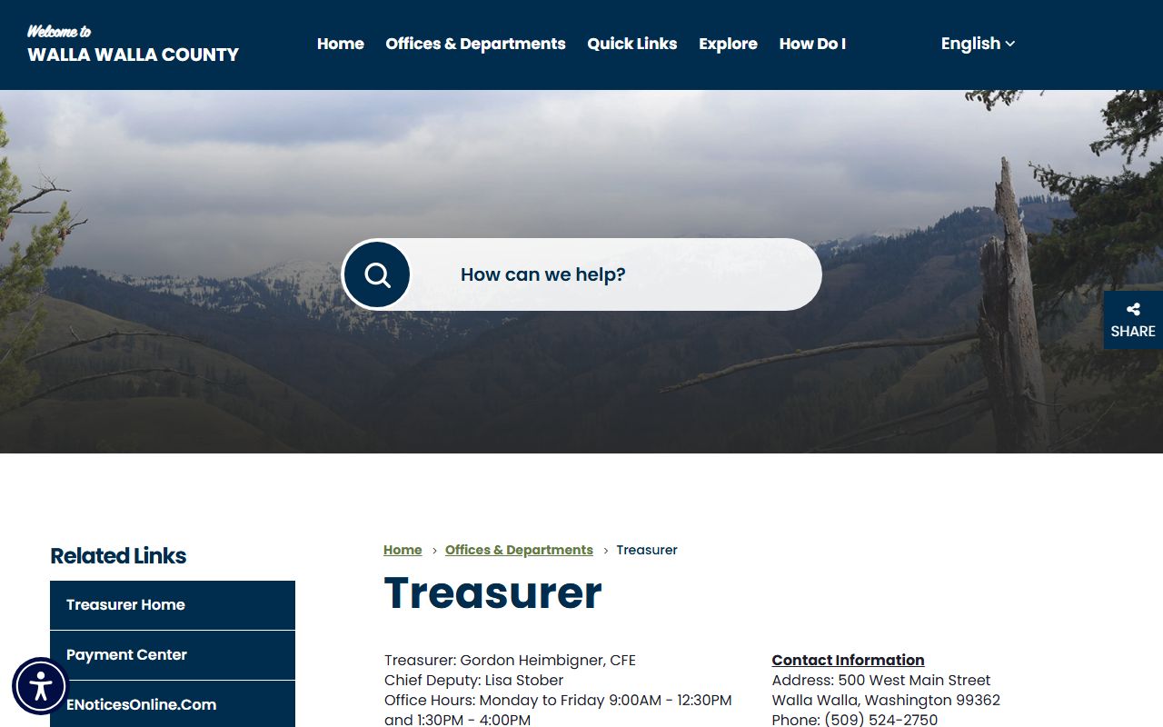 Walla Walla County unclaimed money on the county treasurer page